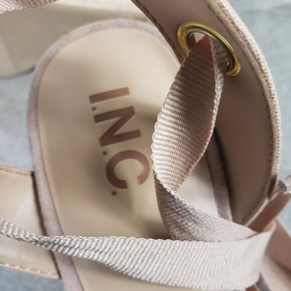 INC Shoes Womens 11 M Maisie Tan Lace-Up Espadrille Wedge Sandals Ankle Wrap Tie - Picture 10 of 13
